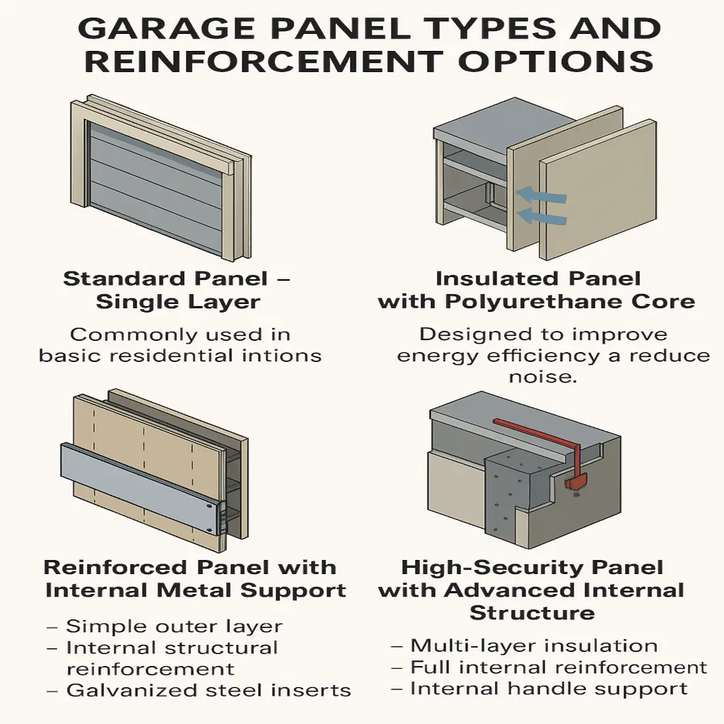 Close-up view of the heavy-duty steel struts reinforcing a windcode garage door panel.