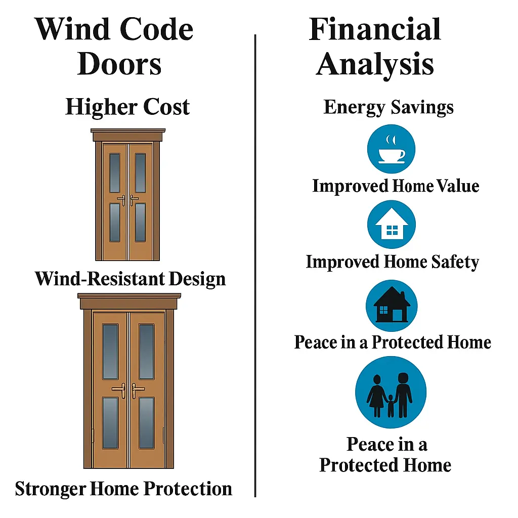 A piggy bank next to a windcode garage door, symbolizing the investment.