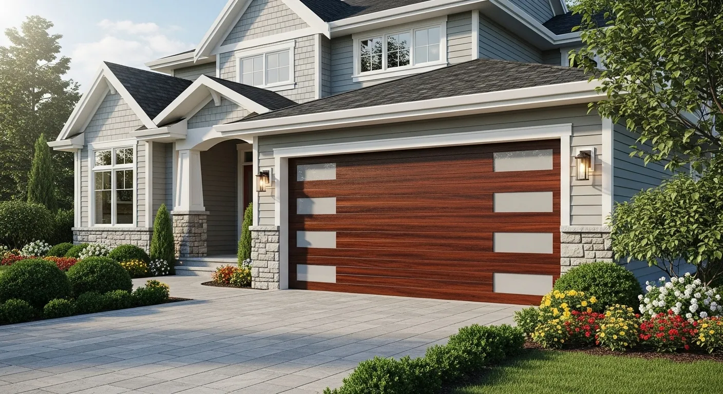 Modern garage door showing typical cost of garage doors