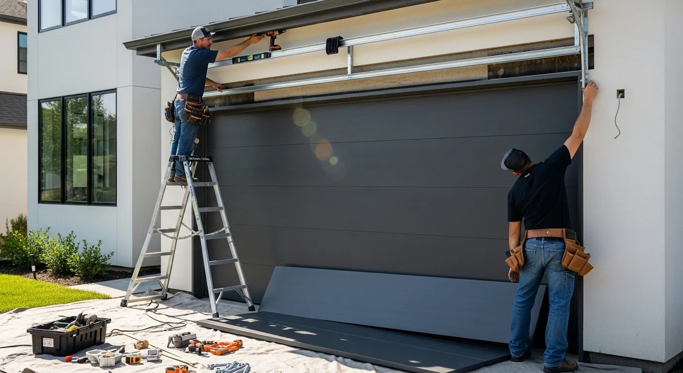 Professional installation impacting the cost to replace garage door.