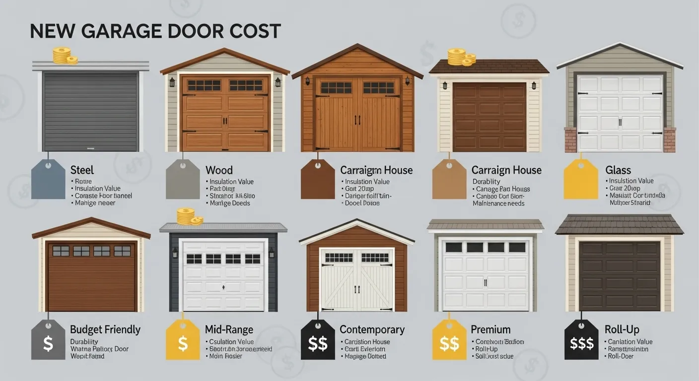 Understanding the new garage door cost and types with various designs.